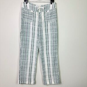 Sundance Women's Gigi Pants Green Striped Relaxed Fit Cotton Beachy Boho